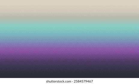Colorful seamless background in pixel art style. 8 bit purple, light blue, gray and black dithering backdrop. Vector illustration. Seamless when docking horizontally.
