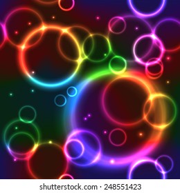 Colorful Seamless Background with rainbow neon circles