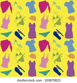 Colorful and seamless background of summer clothes.