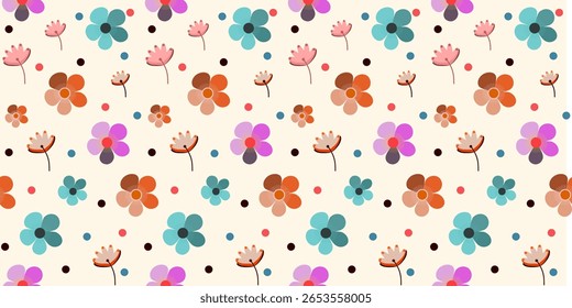 Colorful seamless balloon pattern with playful and romantic design elements Hand drawn abstract flowers for fabric, textile, clothing, poster, cover, banner, wall art, home decor and background