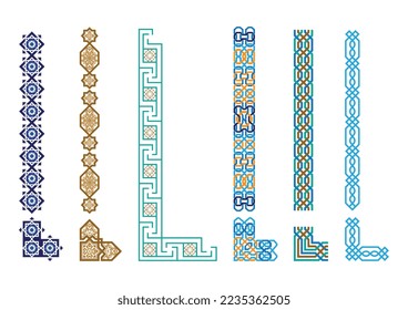 Colorful seamless border ornament vector set