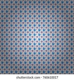 Colorful seamless botanic pattern, detailed flowers illustrations in gray, blue and neutral colors. Doodle style, spring floral background. Vector flower pattern.