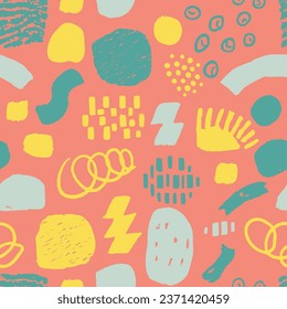 Colorful Seamless Brushed Artistic Scribble Design. Pastel Seamless Fashion Beauty Fabrics, Seamless Wallpaper. Black Continuous Trend Hand Drawn Ornament Silhouette