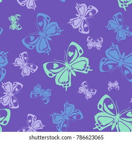 Colorful seamless butterfly iterative background isolated on contrast back layer. Spring butterfly repeat theme vector. Wildlife insect fauna backdrop for wallpaper.