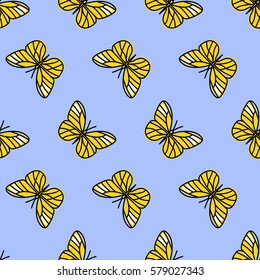 Colorful seamless butterfly pattern. Repeating vector illustration.