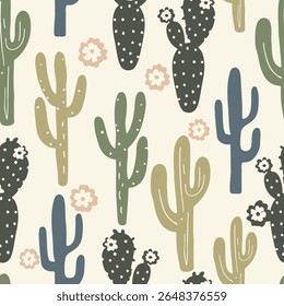 Padrão de cactos colorido e sem emenda. Ideal para têxteis, decoração de casa, banner, tampa, etc
