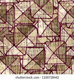 Colorful seamless camouflage. A pattern of squares and triangles covered with a chaotic network.