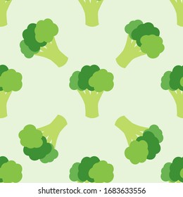 Colorful seamless cartoon flat broccoli pattern good for vegan cafe