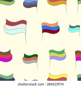 Colorful seamless check boxes of three flowers on a light background