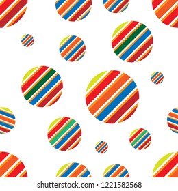 colorful seamless circle pattern on white background. Holiday festive concept. Texture design for wrapping paper, textile, fabric, t-shirt, book cover, wallpaper. Vector illustration.