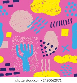 Colorful Seamless Classic Artistic Textile Wallpaper. Light Repetitive Creative Trendy Style, Seamless Card. Black Seamless Grunge Hand Drawn Invitation Background