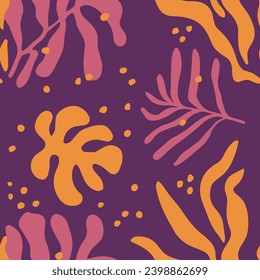 Colorful Seamless Color Branch Template Background. Hippie Endless Abstract Graphic Quill, Seamless Art. Pink Continuous Decoration Natural Watercolor Vector. 