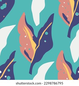 Colorful Seamless Contemporary Tropic Decor Background. Vivid Seamless Creative Natural Invitation, Seamless Wallpaper. Black Repeated Decoration Bloom Surface Backdrop. 
