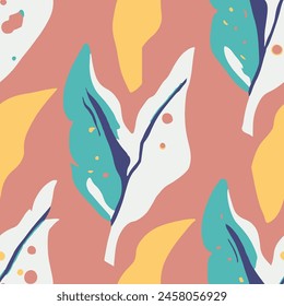 Colorful Seamless Creative Garden Shape Art. Gradient Endless Decoration Organic Lines, Seamless Print. Purple Continuous Elegant Modern Illustration Pattern. 