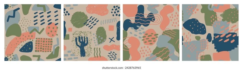 Colorful Seamless Creative Simple Lines Sketch. Light Repeated Fashion Retro Element, Seamless Texture. Purple Continuous Color Trendy Style Doodle