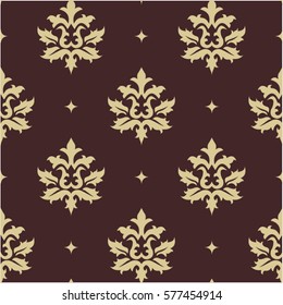 Colorful seamless damask ornate pattern. Vector image.