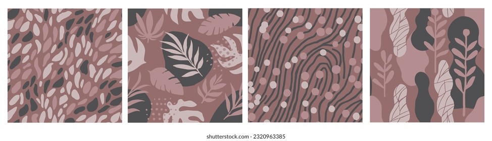 Colorful Seamless Decoration Retro Lines Set. Bright Continuous Elegant Isolated Paint, Seamless Backdrop. Orange Repeated Creative Beautiful Leaves Art. 