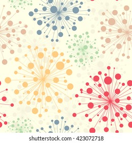 Colorful seamless decorative pattern with abstract flowers. 