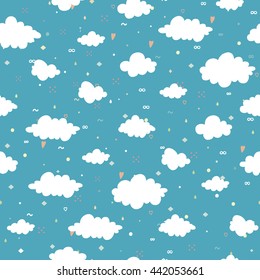Colorful seamless decorative pattern with abstract clouds.