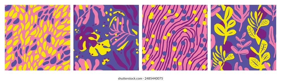 Colorful Seamless Doodle Fresh Fabrics Collection. Vibrant Repeated Classic Modern Illustration, Seamless Pattern. Orange Seamless Creative Organic Shape Print. 