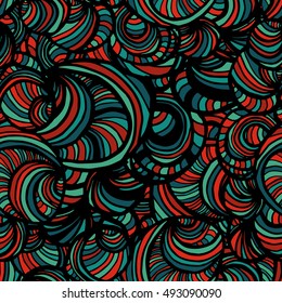 Colorful seamless doodle pattern. Nice hand-drawn illustration