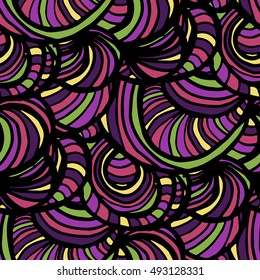 Colorful seamless doodle pattern. Nice hand-drawn illustration