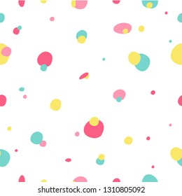 Colorful seamless dots doodle pattern, modern vector abstract background. 