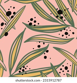 Colorful Seamless Elegant Beautiful Illustration Vector. Pastel Endless Abstract Plant Fabrics, Seamless Wallpaper. Vivid Seamless Doodle Blossom Artwork Print. 