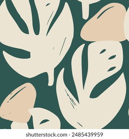 Colorful Seamless Elegant Foliage Illustration Vector. Black Repeated Color Fresh Style, Seamless Background. Light Repetitive Contemporary Plant Decor Print. 