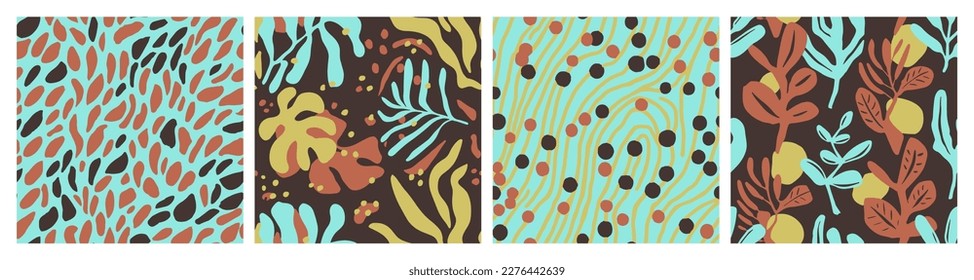 Colorful Seamless Elegant Isolated Illustration Texture. Orange Continuous Abstract Jungle Lines, Seamless Art. White Endless Decoration Beauty Decor Set. 