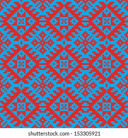 Colorful seamless ethnic pattern background in blue, red colors. Vector file editable, scalable and easy color change. Can use it for packaging, textile design and scrapbooking 