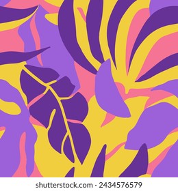 Colorful Seamless Fashion Plant Template Art. Dark Repetitive Doodle Vintage Leaves, Seamless Background. Bright Continuous Nature Branch Decor Design. 