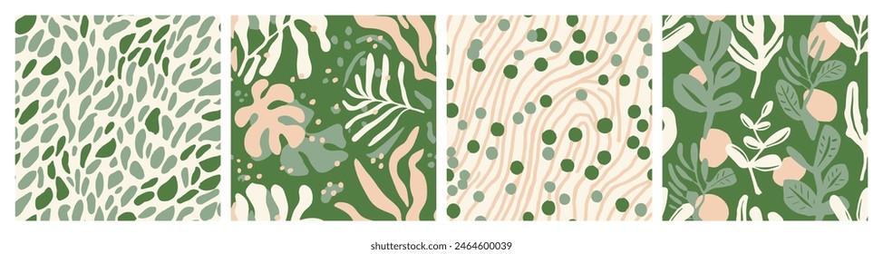 Colorful Seamless Fashion Tree Lines Vector. Purple Seamless Creative Palm Scribble, Seamless Pattern. Green Repetitive Color Blossom Invitation Backdrop. 
