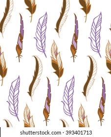Colorful seamless feather pattern