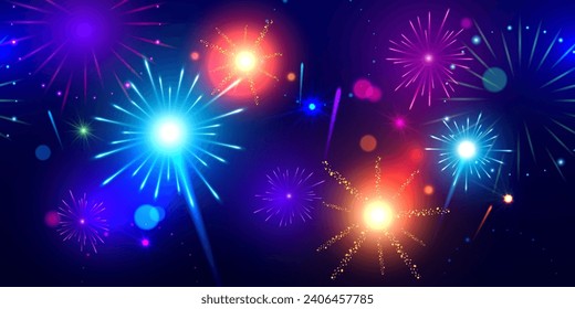 Colorful Seamless Firework. New Years Or Festival Concept