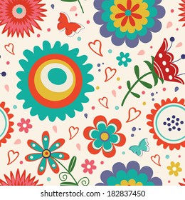 A colorful  seamless floral pattern