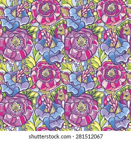 Colorful seamless floral pattern