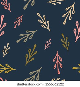 Colorful seamless floral pattern. Abstract print for fabric, wrapping paper and other surfaces. Twigs