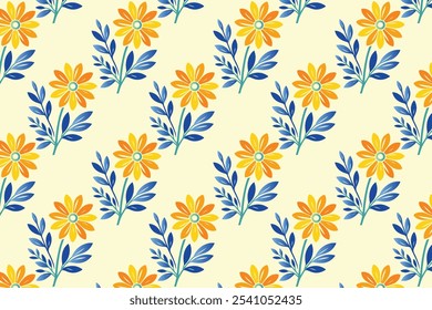 padrão floral colorido sem emenda com flores botânicas abstratas e folhas verdes exuberantes, ideal para tecidos de moda, impressão têxtil digital e projetos de design modernos