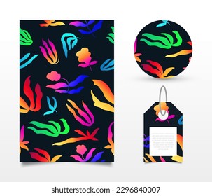Colorful Seamless Floral Pattern with Gradient Style. Suitable for Wallpaper, Wrapping Paper, Background, Fabric, Banner, Poster, Apparel, Tag, and Card Design