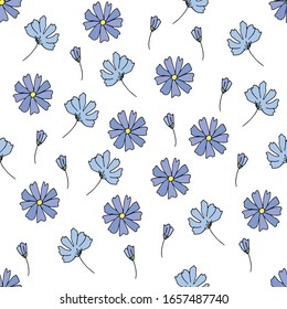 Colorful seamless floral pattern with hand draw sping flower. Vector 10 EPS for your creative design