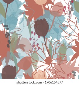 Colorful seamless floral pattern with hand draw spring flower. Vector 10 EPS for your creative design