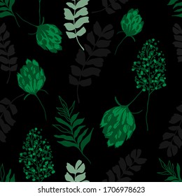 Farbiges, nahtloses Blumenmuster mit handgezeichneter Federblume. Vektorillustration 10 EPS für Ihr kreatives Design