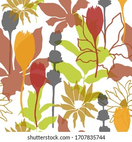 Colorful seamless floral pattern with hand draw spring flower. Vector 10 EPS for your creative design
