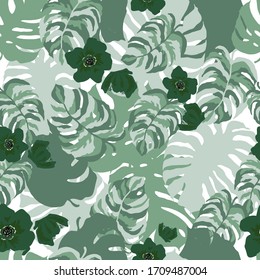 Farbiges, nahtloses Blumenmuster mit handgezeichneter Federblume. Vektorillustration 10 EPS für Ihr kreatives Design