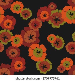 Colorful seamless floral pattern with hand drawn spring flower. Vector 10 EPS for your creative design