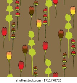 Colorful seamless floral pattern with hand draw spring flower. Vector 10 EPS for your creative design