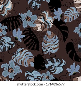 Farbiges, nahtloses Blumenmuster mit handgezeichneter Federblume. Vektorillustration 10 EPS für Ihr kreatives Design