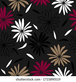 Colorful seamless floral pattern with hand draw spring flower. Vector 10 EPS for your creative design