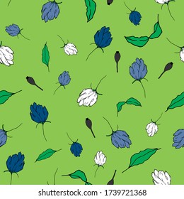 Colorful seamless floral pattern with hand draw spring flower. Vector 10 EPS for your creative design